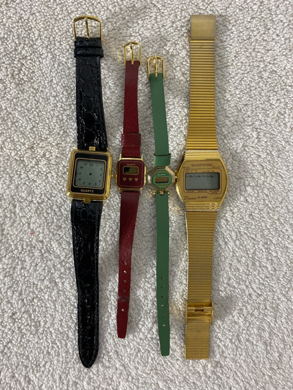 Vintage Watch Lot Untested AS IS Silvertronic Gold Digital Retro LCD Quartz 4pc